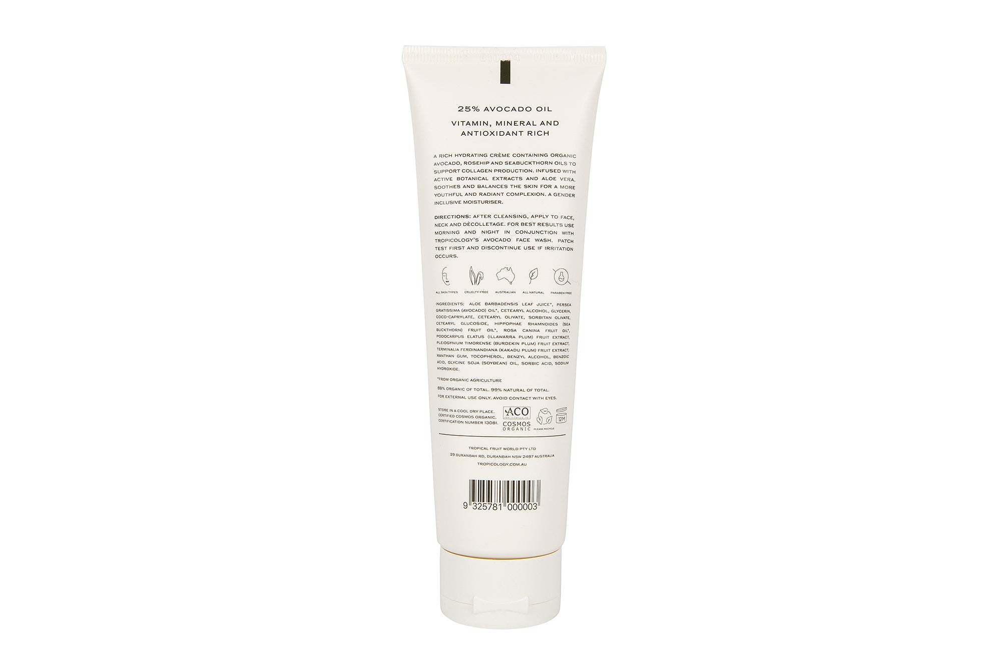 Tropicology Organic Avocado Face Moisturiser