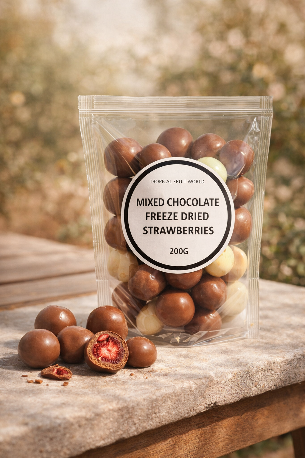 MIXED MILK & WHITE CHOC FREEZE DRIED STRAWBERRY 200G