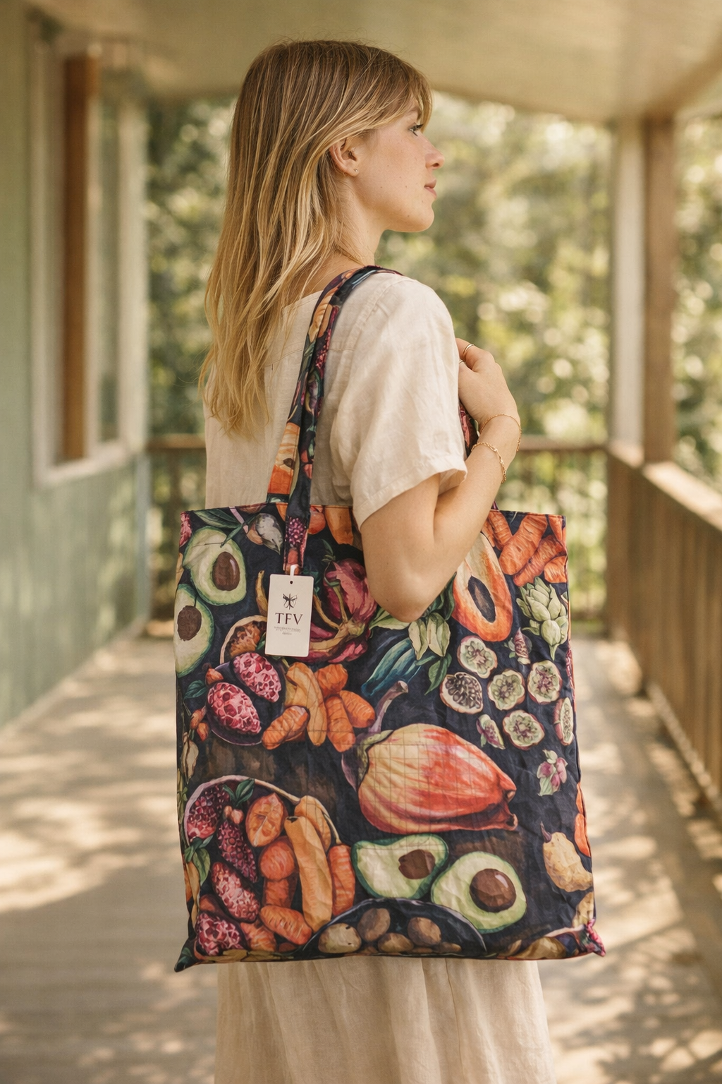 TROPICAL FRUIT WORLD PACKABLE FRUIT TOTE