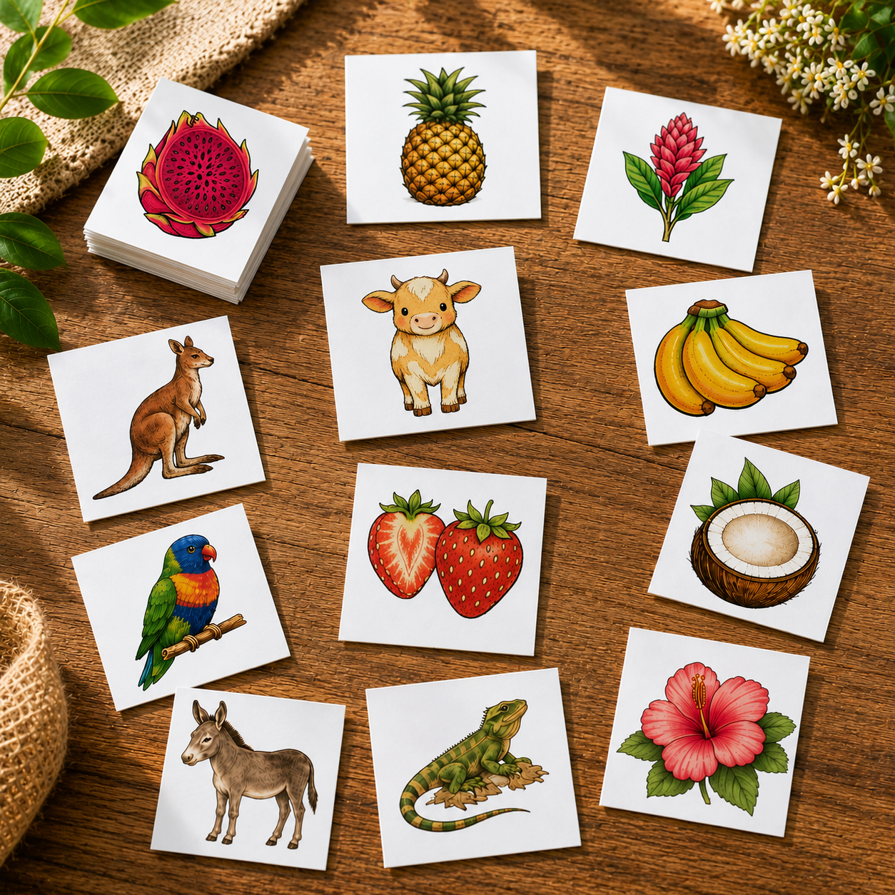 Tropical Fruit World Temporary Tattoos – Pack of 10